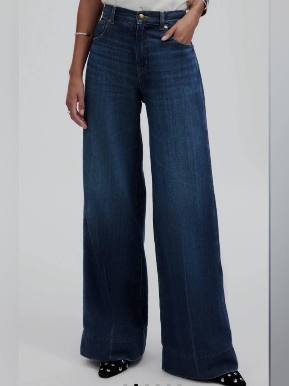 Madewell Widelegger Jeans Womens 27 Mid Rise Wide Leg Dark Wash